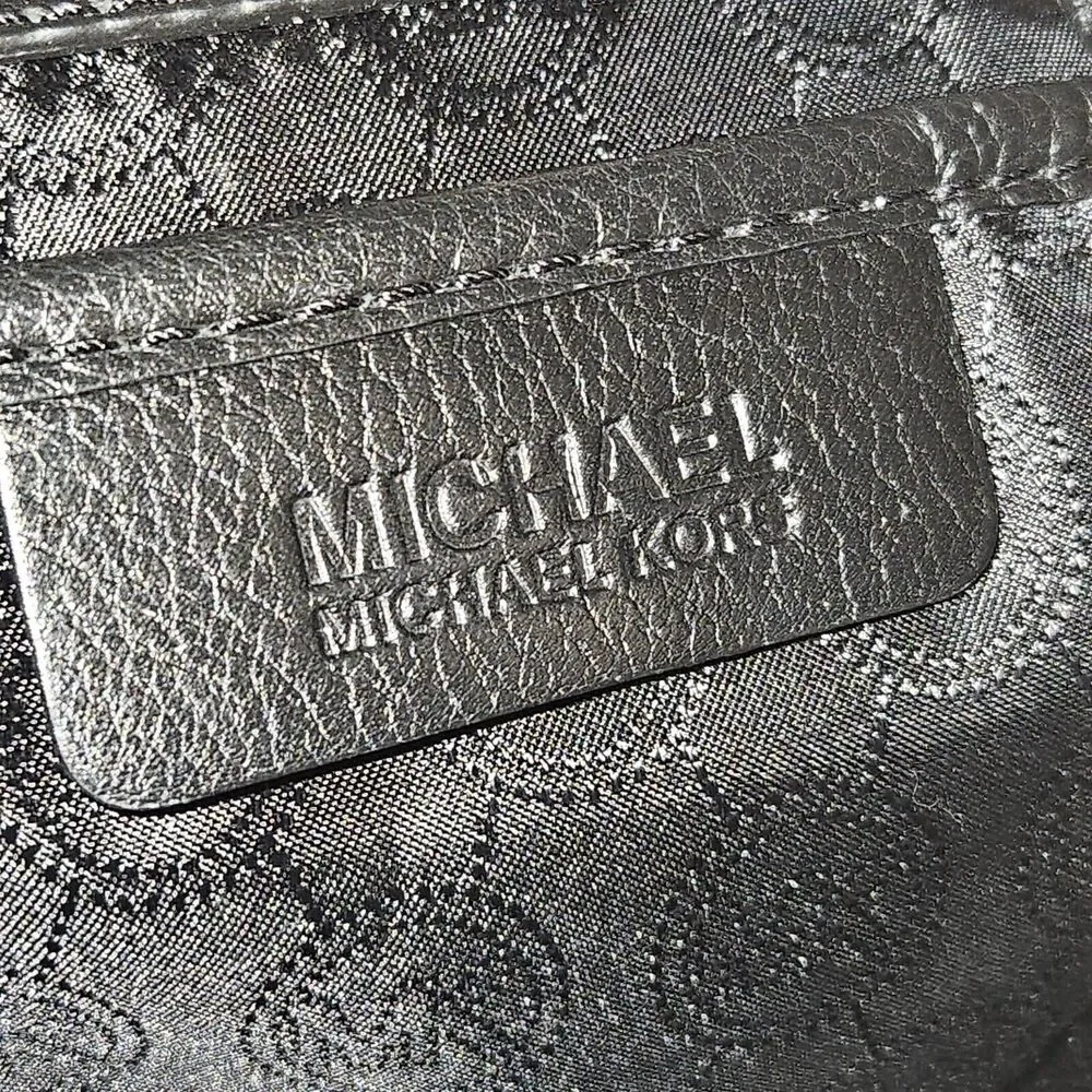 Michael Kors MK Handbag Jet Set Black Pebbled Leather Tote Bag Purse